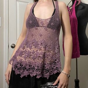 purple crochet tank top
